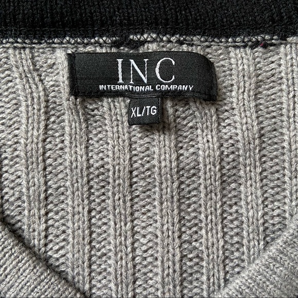 INC Mens V Neck Grey Pullover Sweater XL - Picture 3 of 12